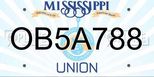 OB5A788 Mississippi License Plate