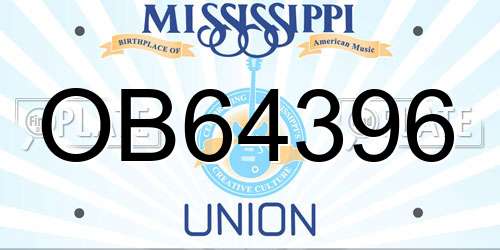 OB64396 Mississippi License Plate