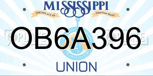 OB6A396 Mississippi License Plate