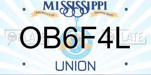 OB6F4L Mississippi License Plate