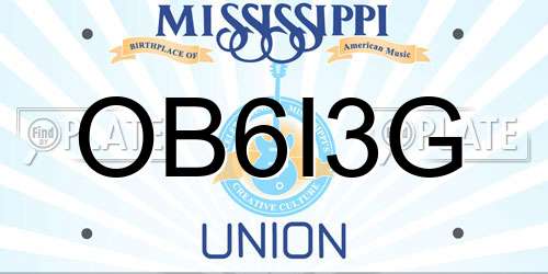 OB6I3G Mississippi License Plate