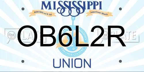 OB6L2R Mississippi License Plate