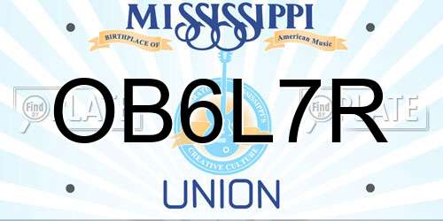 OB6L7R Mississippi License Plate