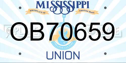OB70659 Mississippi License Plate