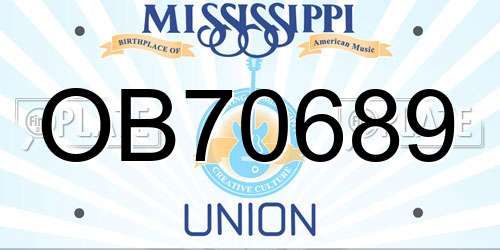 OB70689 Mississippi License Plate