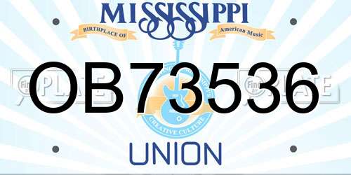 OB73536 Mississippi License Plate