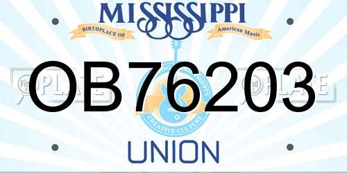 OB76203 Mississippi License Plate