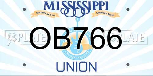 OB766 Mississippi License Plate