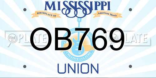 OB769 Mississippi License Plate