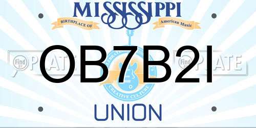 OB7B2I Mississippi License Plate