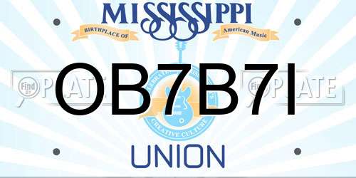 OB7B7I Mississippi License Plate