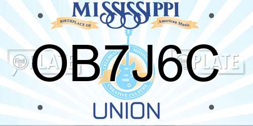 OB7J6C Mississippi License Plate