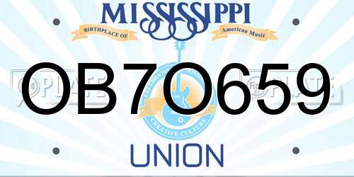 OB7O659 Mississippi License Plate