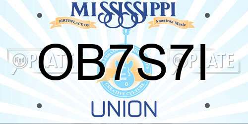 OB7S7I Mississippi License Plate