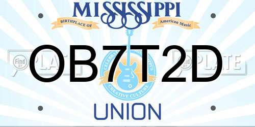 OB7T2D Mississippi License Plate