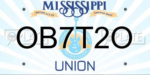 OB7T2O Mississippi License Plate
