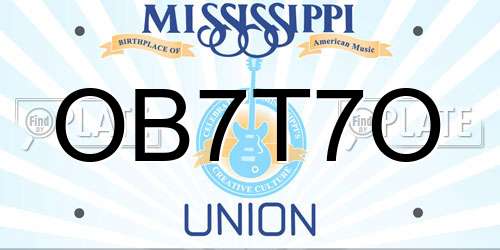 OB7T7O Mississippi License Plate