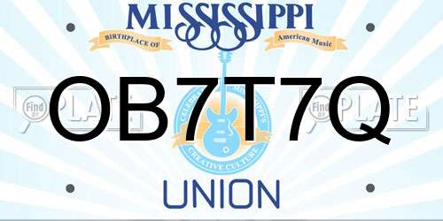 OB7T7Q Mississippi License Plate