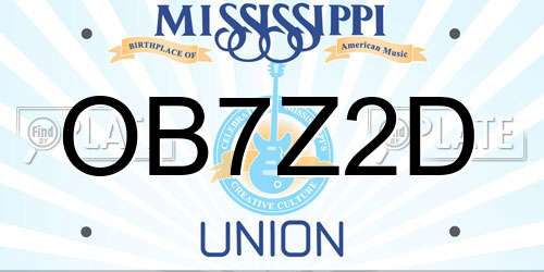 OB7Z2D Mississippi License Plate