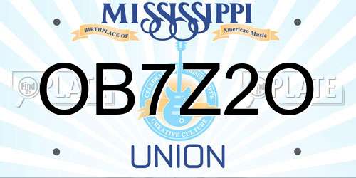 OB7Z2O Mississippi License Plate