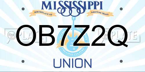 OB7Z2Q Mississippi License Plate