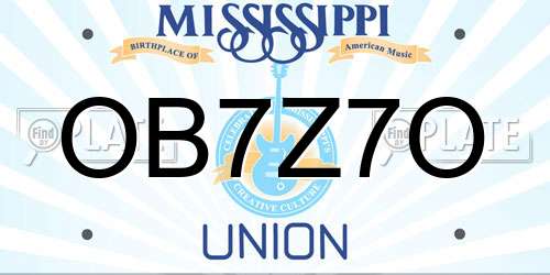 OB7Z7O Mississippi License Plate