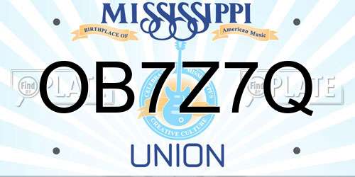 OB7Z7Q Mississippi License Plate