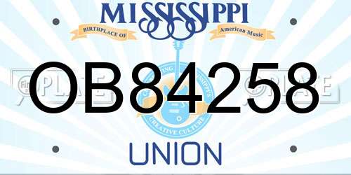 OB84258 Mississippi License Plate