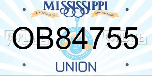 OB84755 Mississippi License Plate