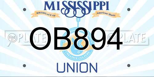 OB894 Mississippi License Plate