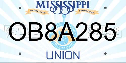 OB8A285 Mississippi License Plate