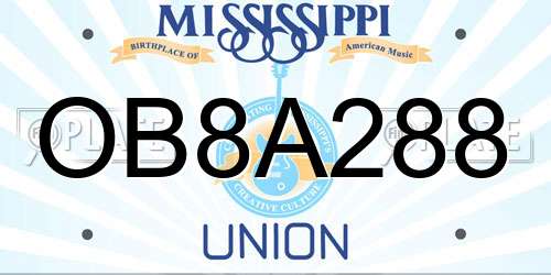 OB8A288 Mississippi License Plate