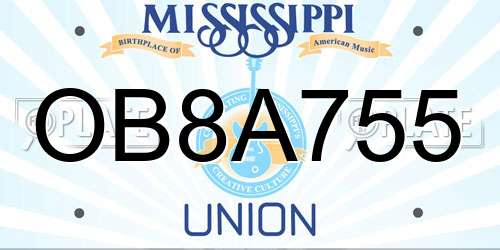 OB8A755 Mississippi License Plate
