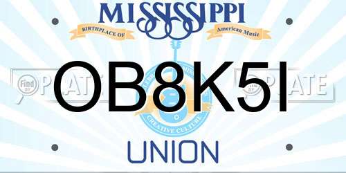 OB8K5I Mississippi License Plate
