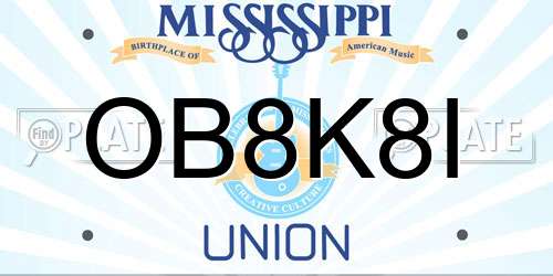 OB8K8I Mississippi License Plate
