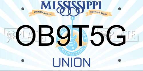 OB9T5G Mississippi License Plate