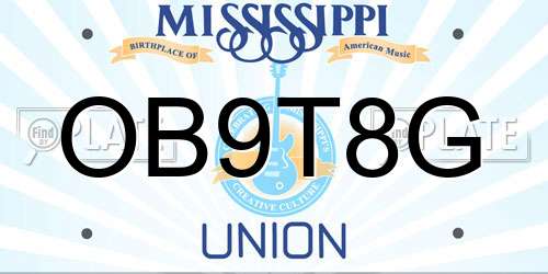 OB9T8G Mississippi License Plate