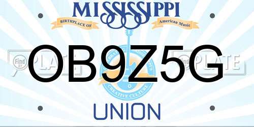 OB9Z5G Mississippi License Plate