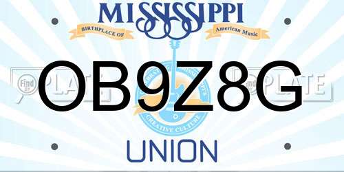 OB9Z8G Mississippi License Plate
