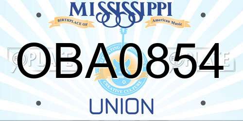 OBA0854 Mississippi License Plate