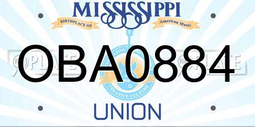 OBA0884 Mississippi License Plate