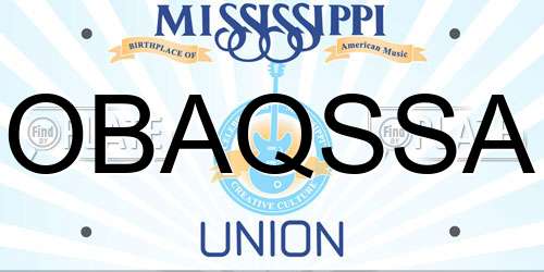 OBAQSSA Mississippi License Plate