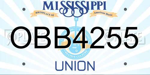 OBB4255 Mississippi License Plate