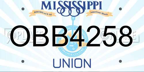 OBB4258 Mississippi License Plate