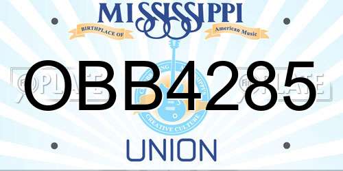 OBB4285 Mississippi License Plate