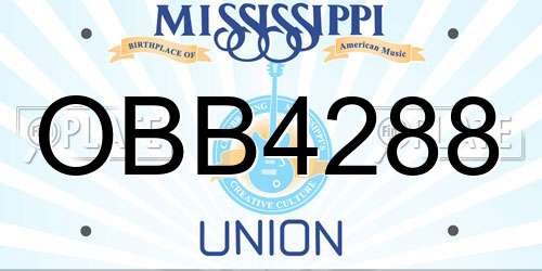 OBB4288 Mississippi License Plate