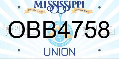 OBB4758 Mississippi License Plate