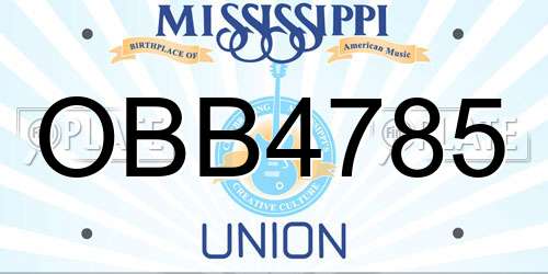 OBB4785 Mississippi License Plate