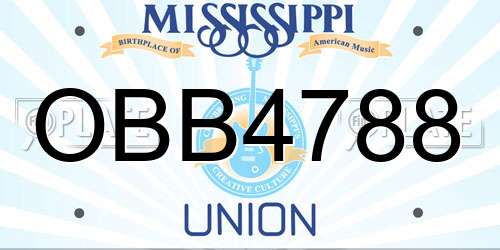 OBB4788 Mississippi License Plate