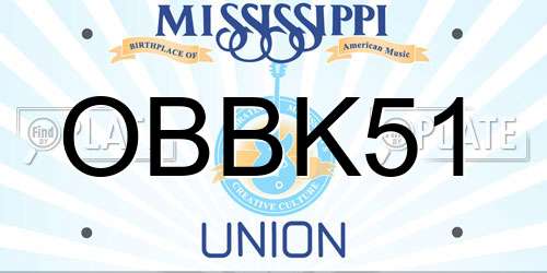 OBBK51 Mississippi License Plate